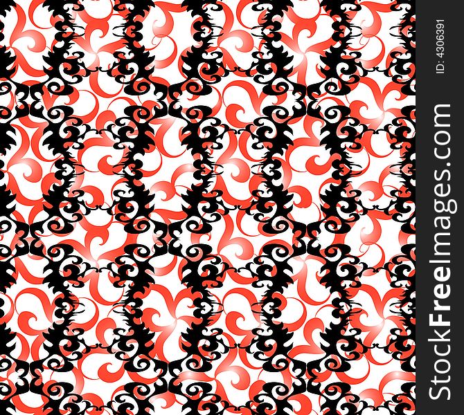 Seamless black and red ornament vector pattern. Seamless black and red ornament vector pattern