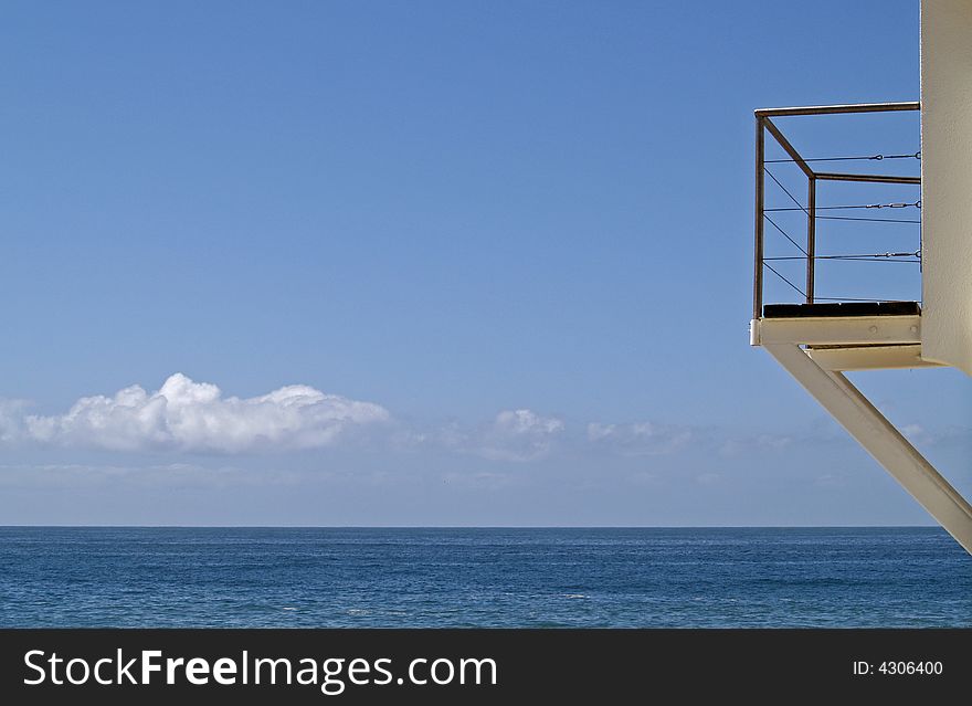 Detail of a lifeguard station overlooking the Pacific Ocean at Laguna Beach/California. Detail of a lifeguard station overlooking the Pacific Ocean at Laguna Beach/California.