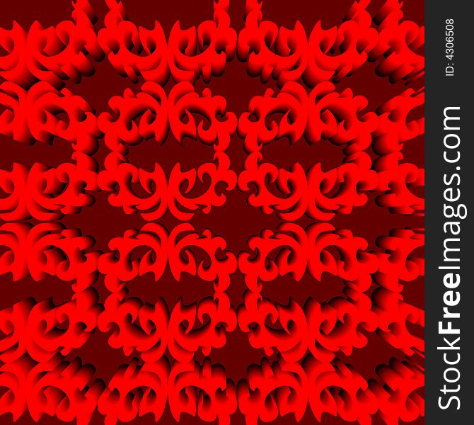 Seamless magic red ornament 3D pattern. Seamless magic red ornament 3D pattern