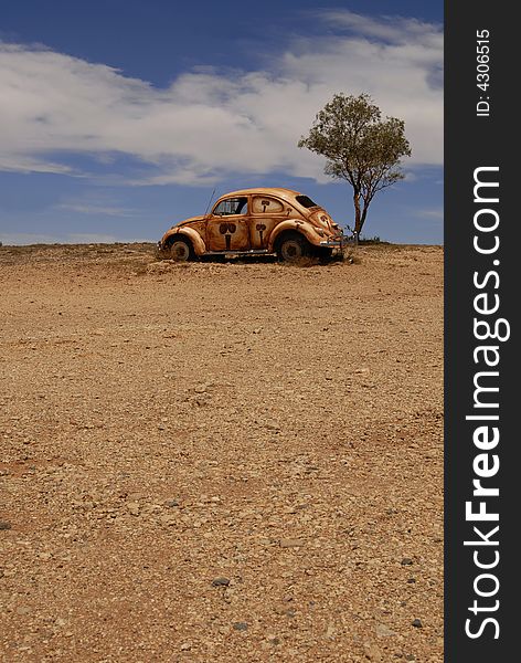 Car and tree in australian outback. Car and tree in australian outback