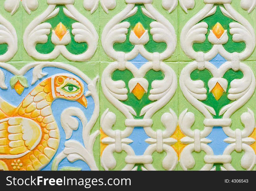 Traditional russian tile decorative ornament. Traditional russian tile decorative ornament