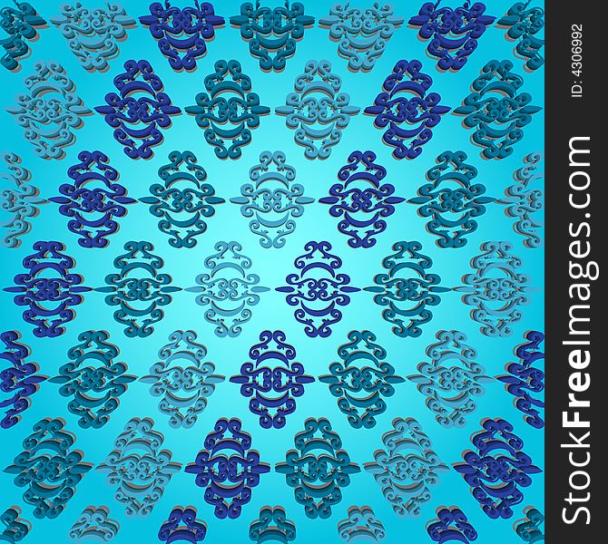 Seamless blue ornament vector pattern. Seamless blue ornament vector pattern