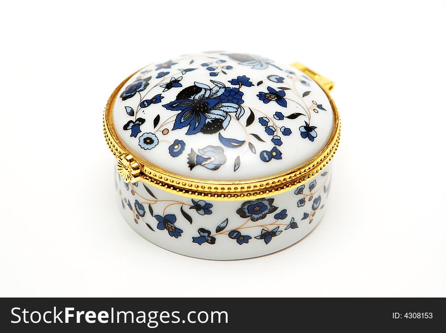 Porcelain isolated closed jewelry casket