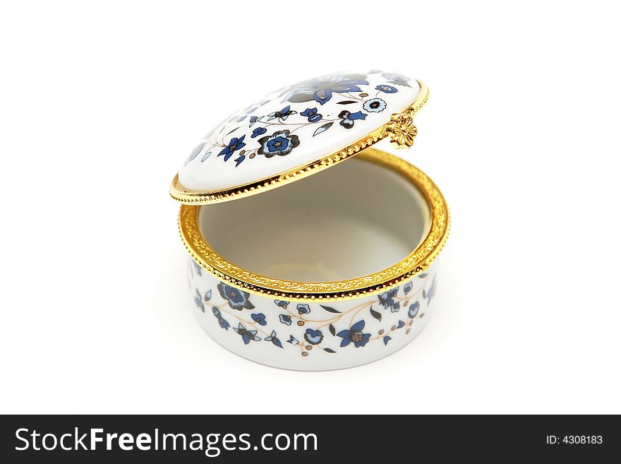 Porcelain isolated closed jewelry casket