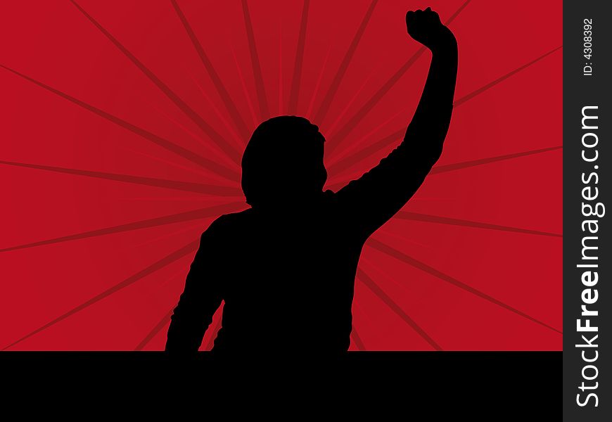 Fan Silhouette Illustration on a red Background