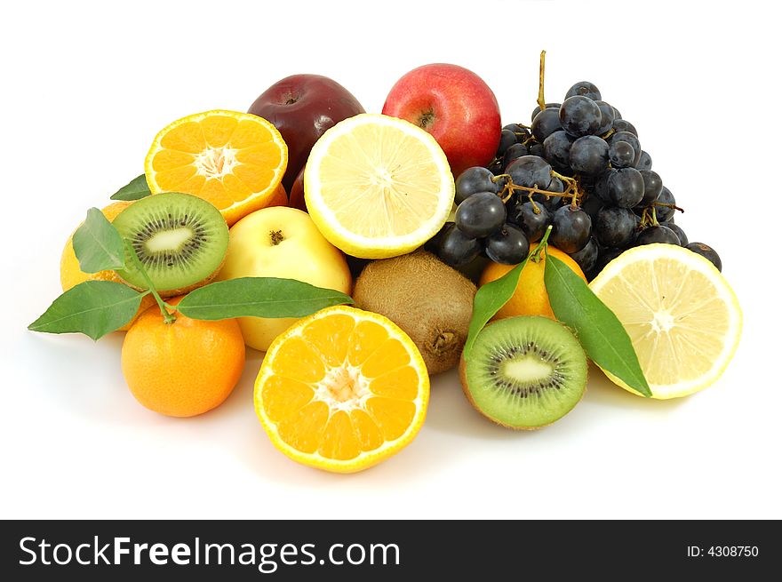 Fresh fruits isolated on white background