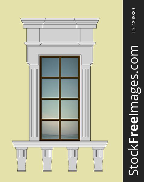 Window balcony in neoclassic style. Window balcony in neoclassic style