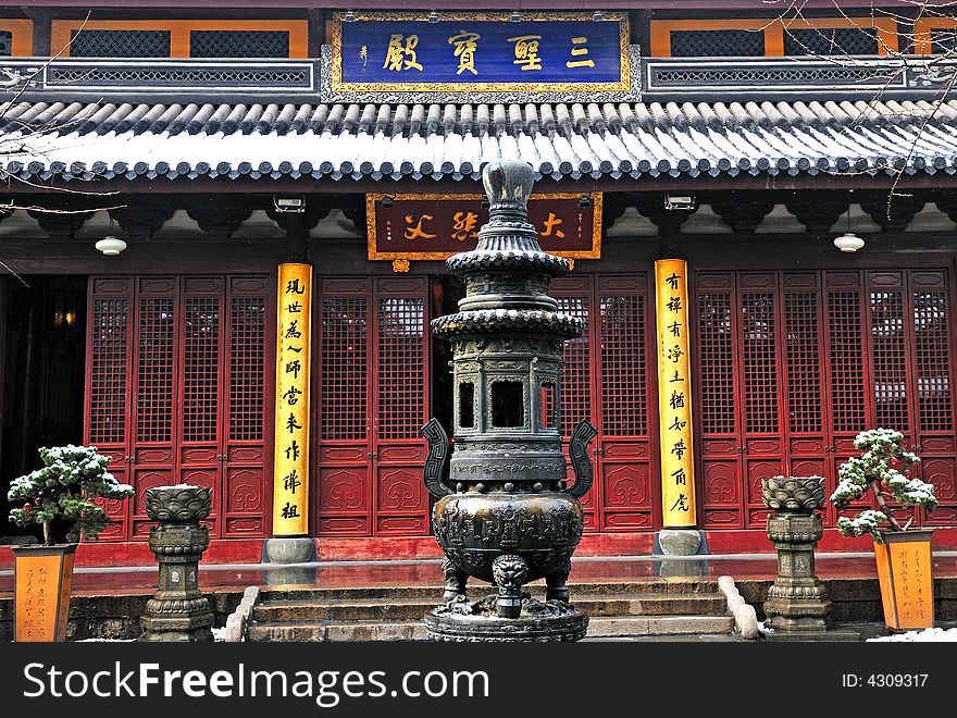 Chinese buddhist shrine in the city of Shanghai China
