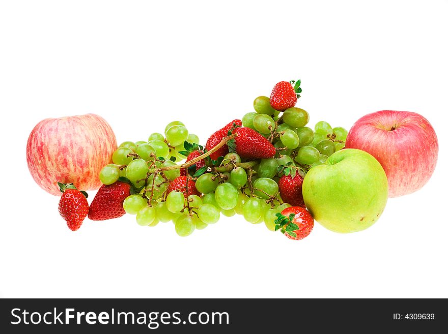 The Set Of Fruits On A White Background