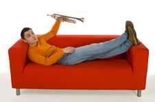 Thoughtful Trumpeter Royalty Free Stock Photo Thoughtful Trumpeter Royalty Free Stock Photo