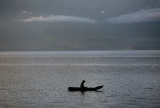 Fisherman On The Lake Stock Photography