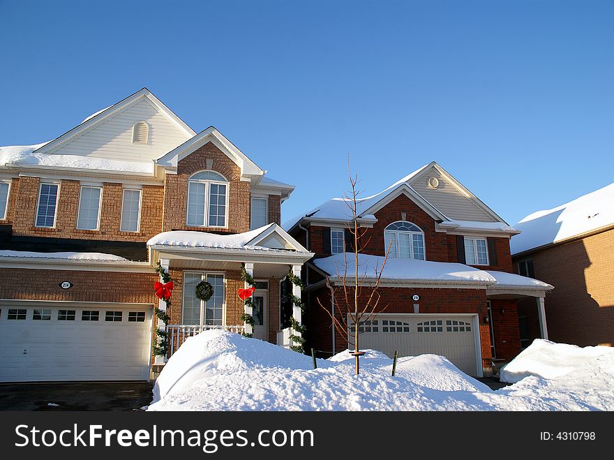Photo of a house with snow. Photo of a house with snow