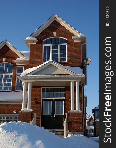 Photo of a house with snow. Photo of a house with snow