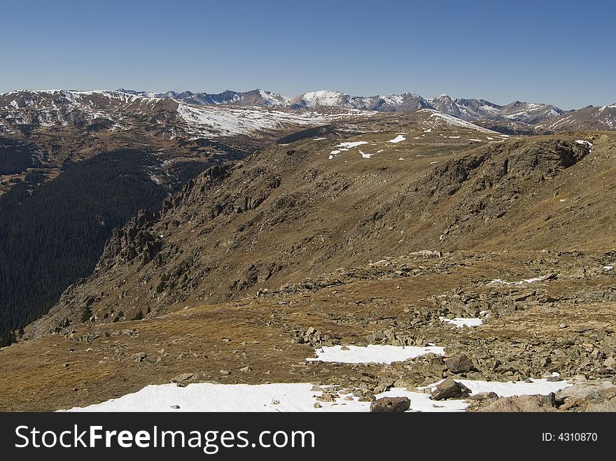 A view out over the top of Colorado - Rocky Mountain National Park. A view out over the top of Colorado - Rocky Mountain National Park.