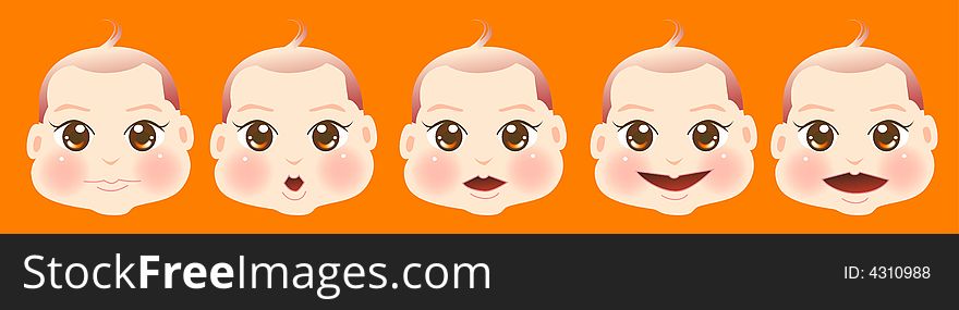 Vector illustration for a set of face expression of baby boy