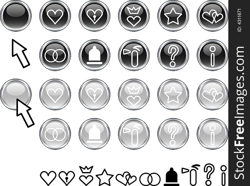 Collection of buttons. Vector illustration. Collection of buttons. Vector illustration.