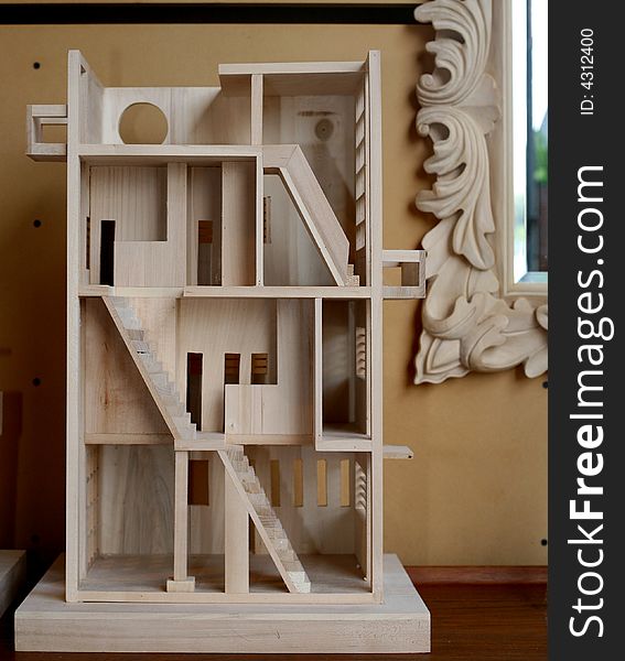 An architects scale model made from balsa wood. An architects scale model made from balsa wood