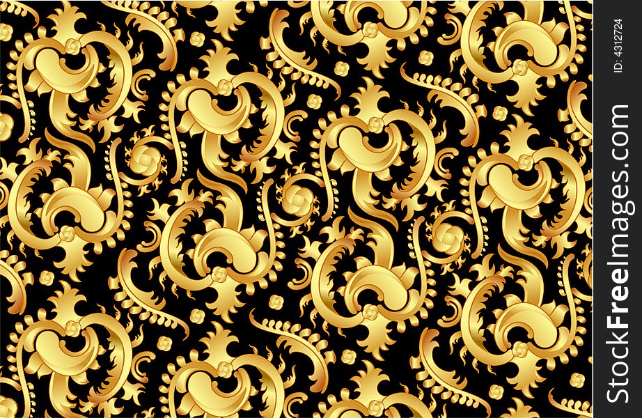 Gold ornament on a brown background. Gold ornament on a brown background