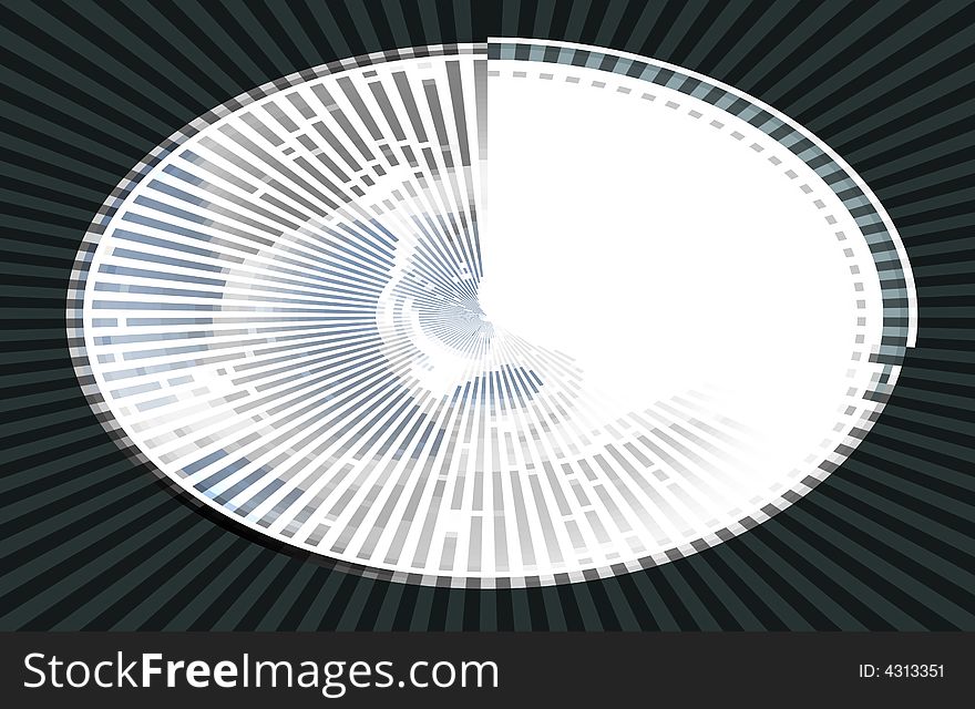 Abstract illustration, circle, rays converging to center. Abstract illustration, circle, rays converging to center.