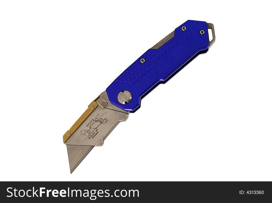 Open Blue anodized contractors razor knife