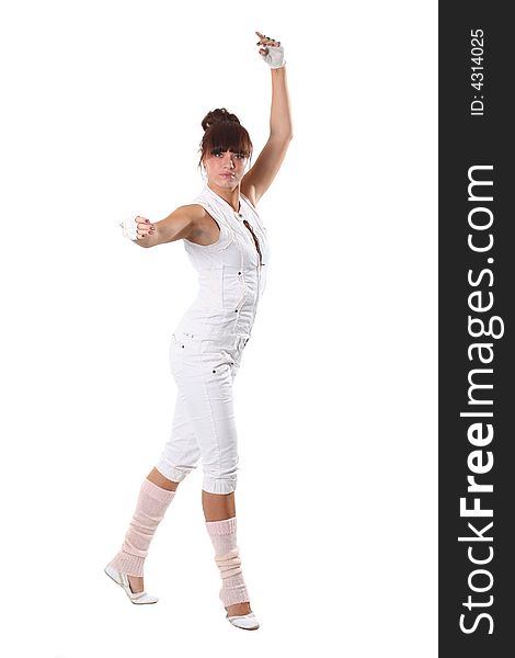 The young woman in a classical ballet pose