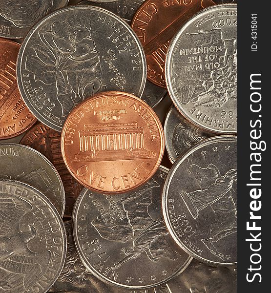 Closeup Of A Pile Coins