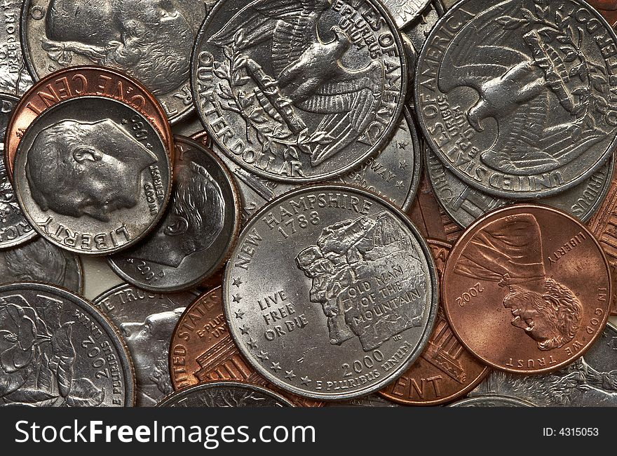 Closeup Of A Pile Coins