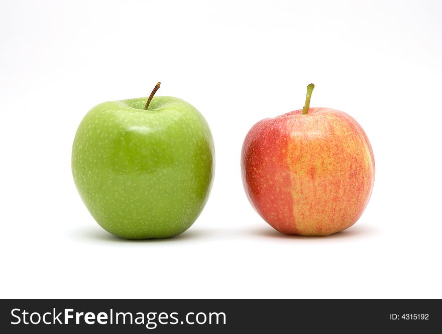 Two Red and Green Apples isolated on white. Two Red and Green Apples isolated on white