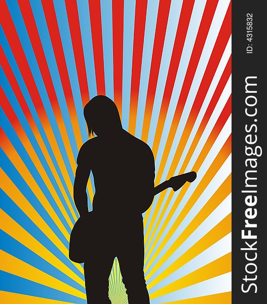 Music - guitar boy -  illustration. Music - guitar boy -  illustration