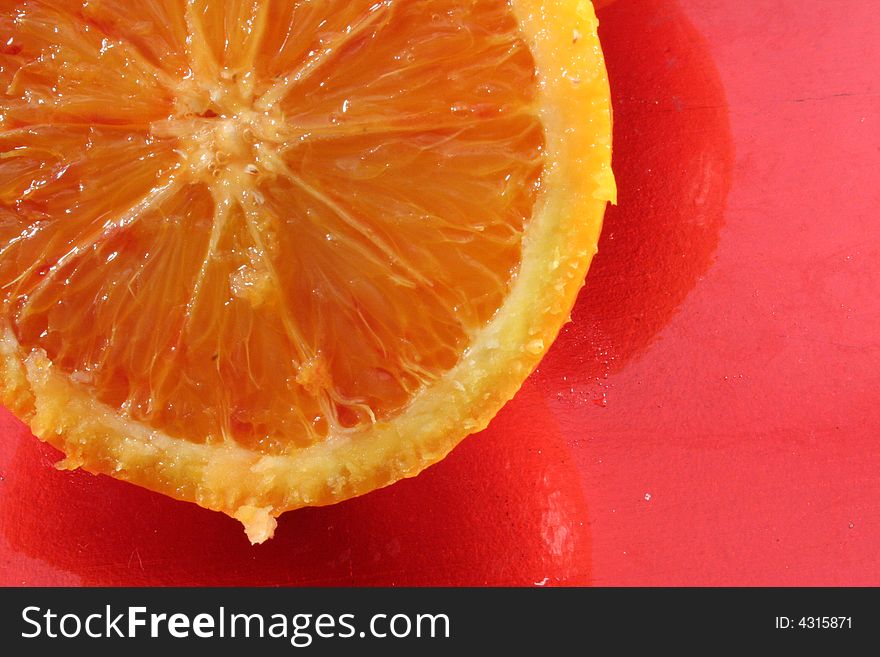 A detail of a red orange