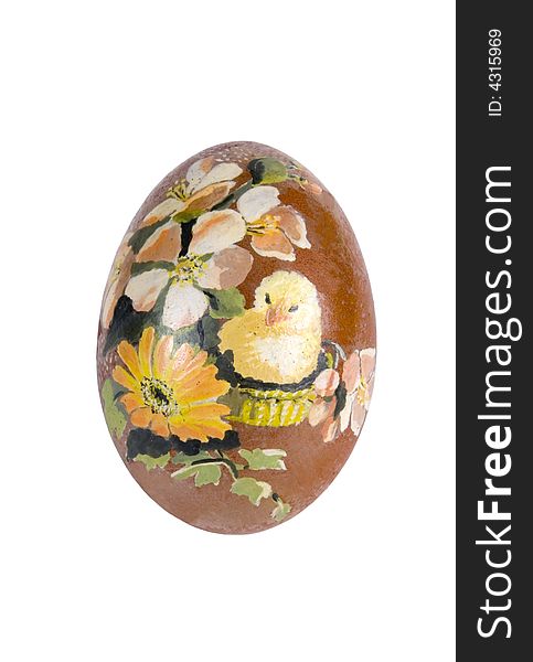 Hand painted easter egg on white background