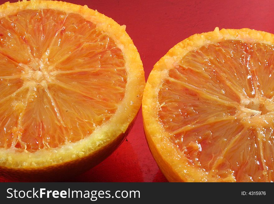 A detail of a red orange