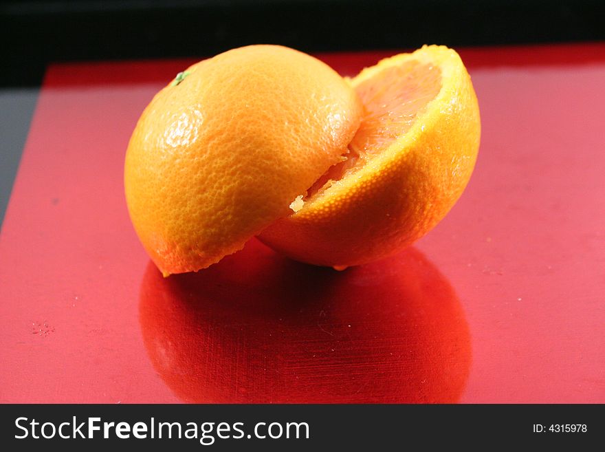 A detail of a red orange