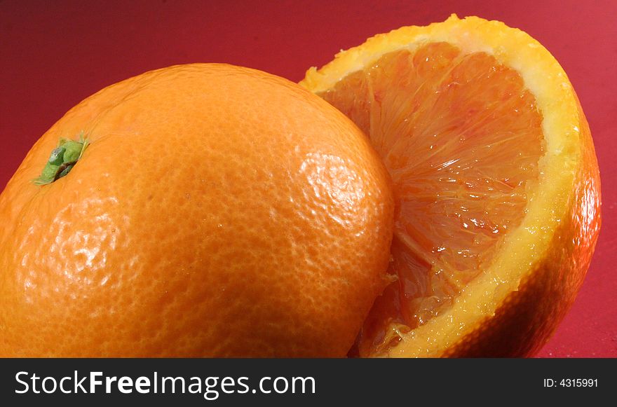 A detail of a red orange