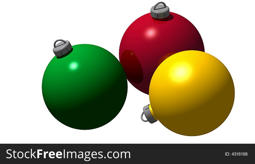 Three Christmas Balls 3d