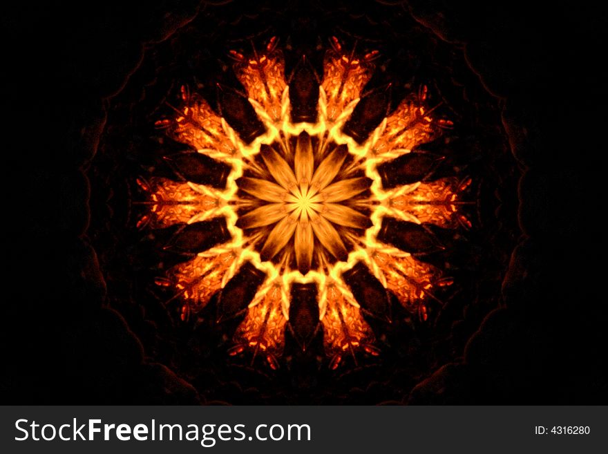 Abstract burning pattern on the black background. Abstract burning pattern on the black background