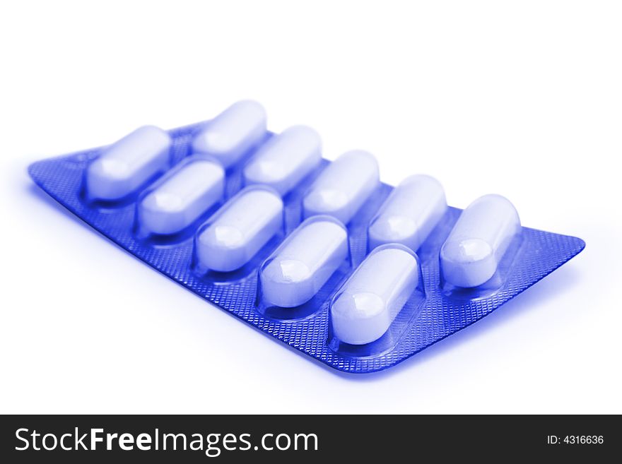 Blister packed pills on white background (clipping path included). Blister packed pills on white background (clipping path included)