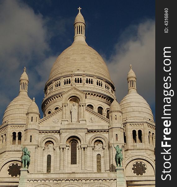 Majestic Sacre Coeur Cathedral in Paris on a sunny day. Majestic Sacre Coeur Cathedral in Paris on a sunny day