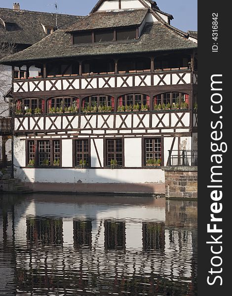 Half Timbered House on Strasbourg Canal, France. Half Timbered House on Strasbourg Canal, France