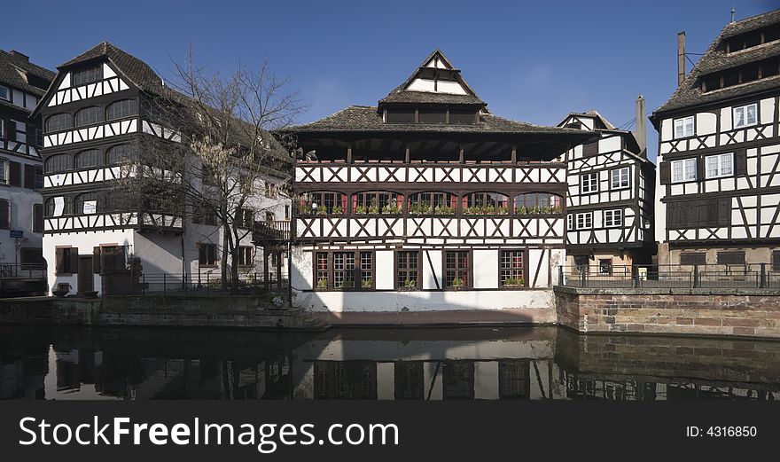 Panorama of Half Timbered Houses in Strasbourg. Panorama of Half Timbered Houses in Strasbourg