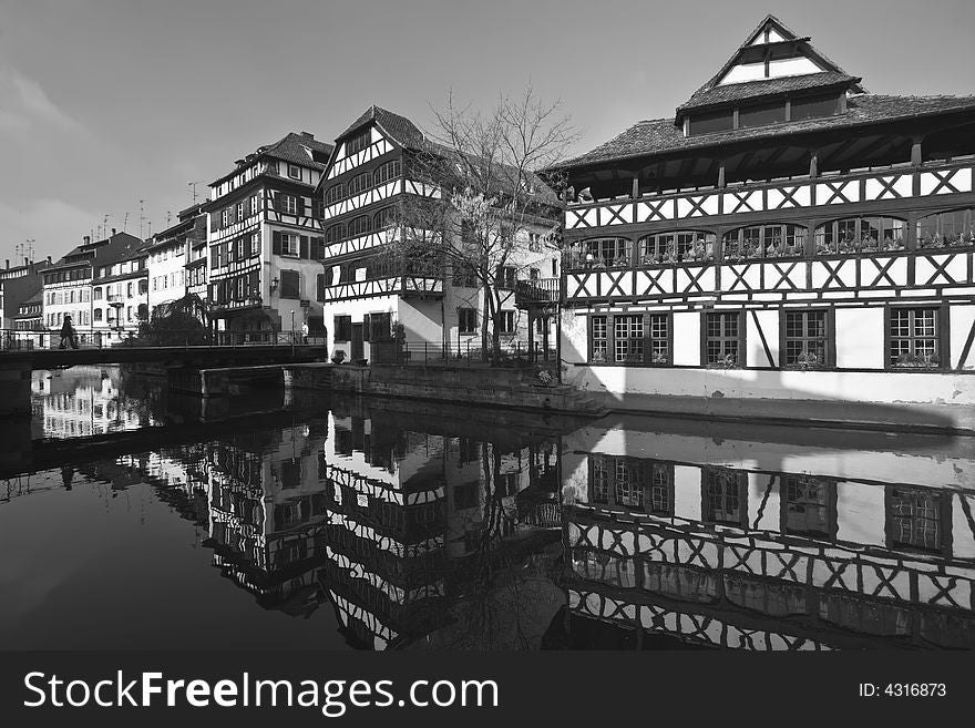 Canal scene in Strasbourg, the Alsace region of France. Canal scene in Strasbourg, the Alsace region of France