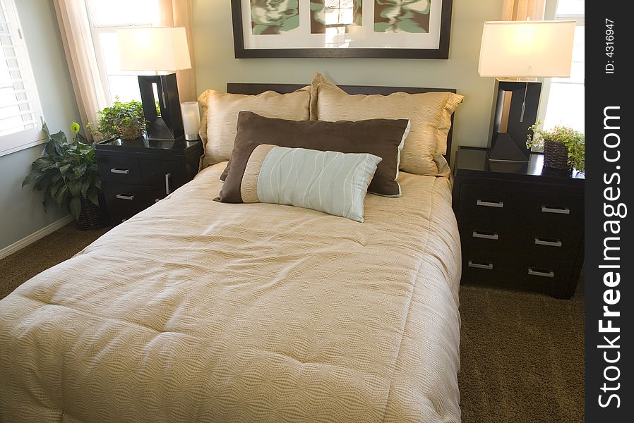 Comfortable bedroom and modern decor. Comfortable bedroom and modern decor.