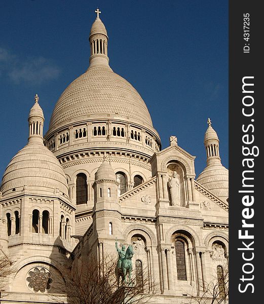 Sacre Coeur Cathedral in Paris on a sunny day. Sacre Coeur Cathedral in Paris on a sunny day