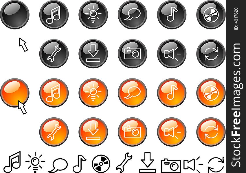 Collection of buttons. Vector illustration. Collection of buttons. Vector illustration.