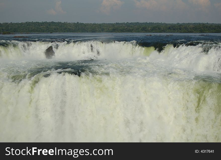 Majestic DevilÂ´s Throat at Iguazu Waterfalls in northern Argentina