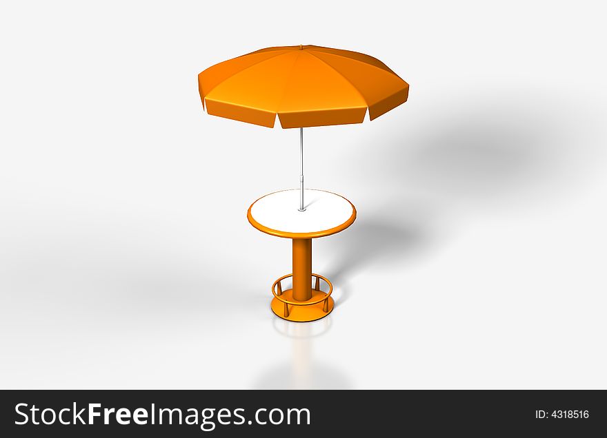 Orange umbrella on white background