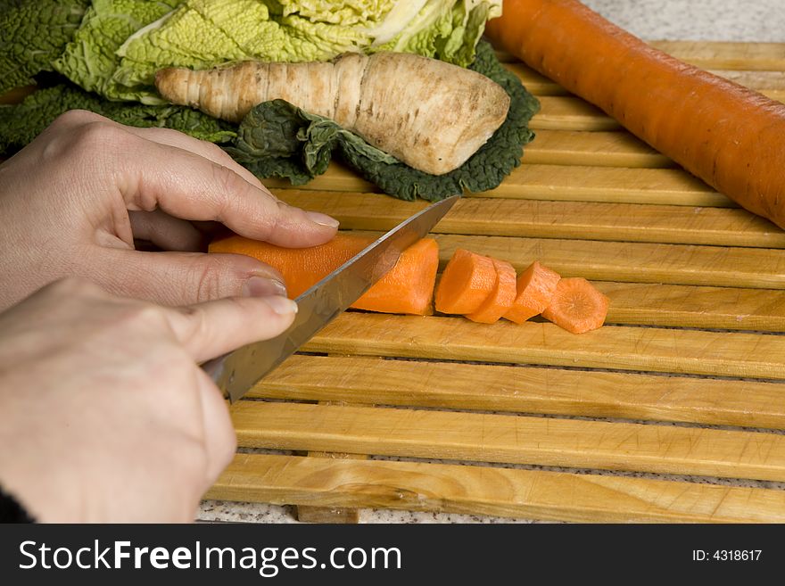 Cut carrot on the table