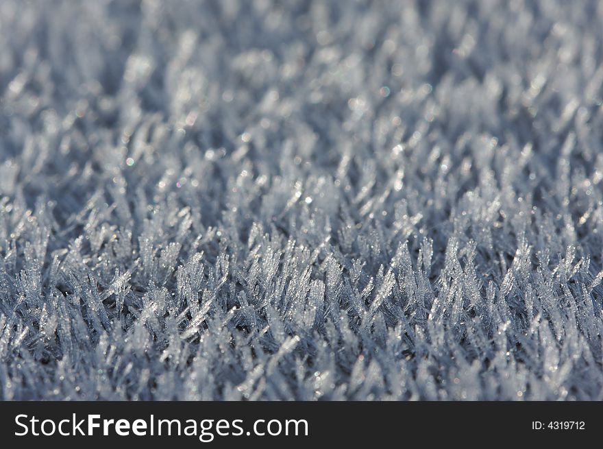 Macro Image of Morning Frost Crystals. Narrow depth of field.