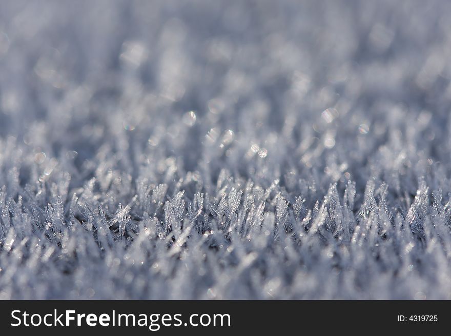 Macro Image of Morning Frost Crystals. Very Narrow depth of field.