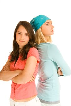Two Teenage Girl In Odds Stock Photography Two Teenage Girl In Odds Stock Photography